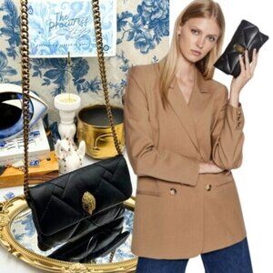 🆕 KURT GEIGER LONDON 🧿 NWOT Wallet on Chain Clutch Crossbody Bag, Black